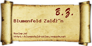 Blumenfeld Zalán névjegykártya